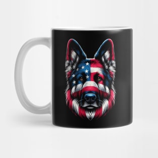 Patriotic German Shepherd: American Flag Dog Portrait. Mug